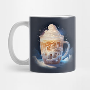 Beautiful ornate latte semi surreal design in a snowy landscape Mug